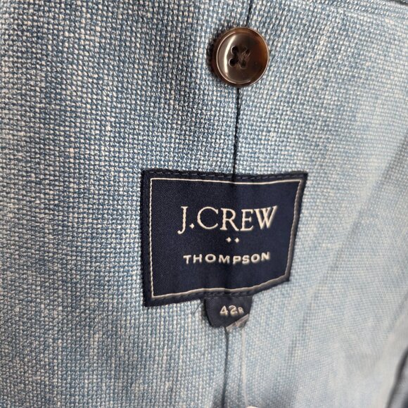 J.Crew Mens $398 Slim-fit Thompson linen Blend Blue suit jacket Size 42R BH230 - Picture 8 of 14